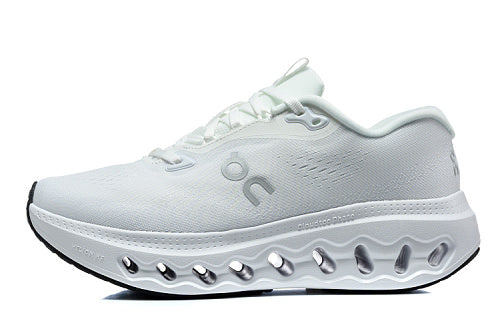 On Cloudsurfer 3 White Mesh Lace-Up Sneakers with Sculpted Sole
