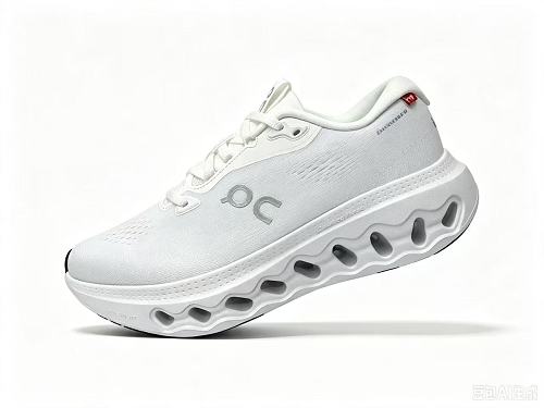 On Cloudsurfer 3 White Mesh Lace-Up Sneakers with Sculpted Sole