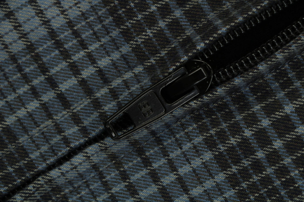Balenciaga Paris Blue-Grey Plaid Padded Overshirt Jacket