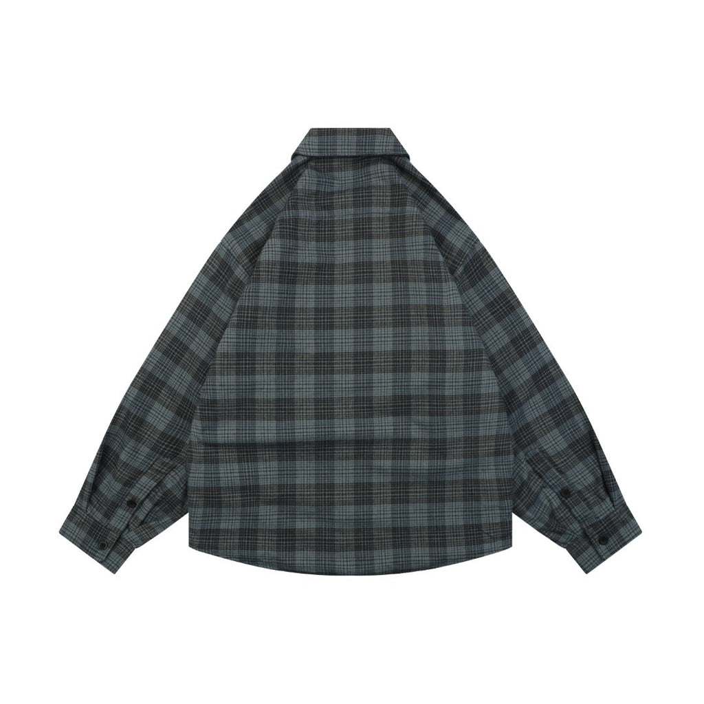 Balenciaga Paris Blue-Grey Plaid Padded Overshirt Jacket