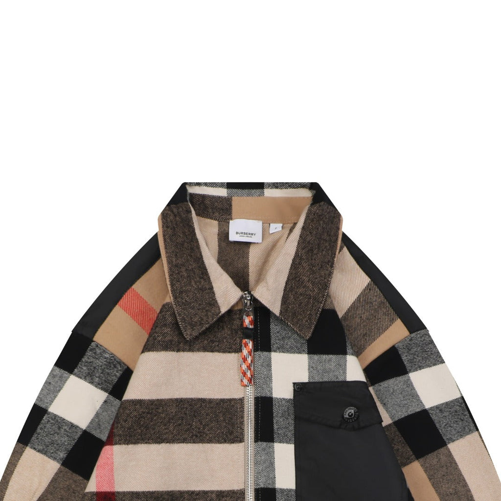 Burberry Color-Block Pocket Mega Check Zip-Up Jacket
