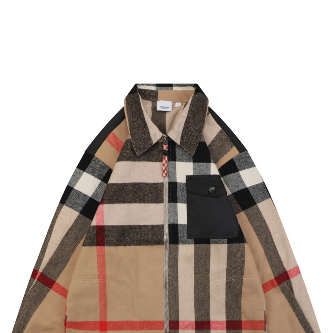 Burberry Color-Block Pocket Mega Check Zip-Up Jacket