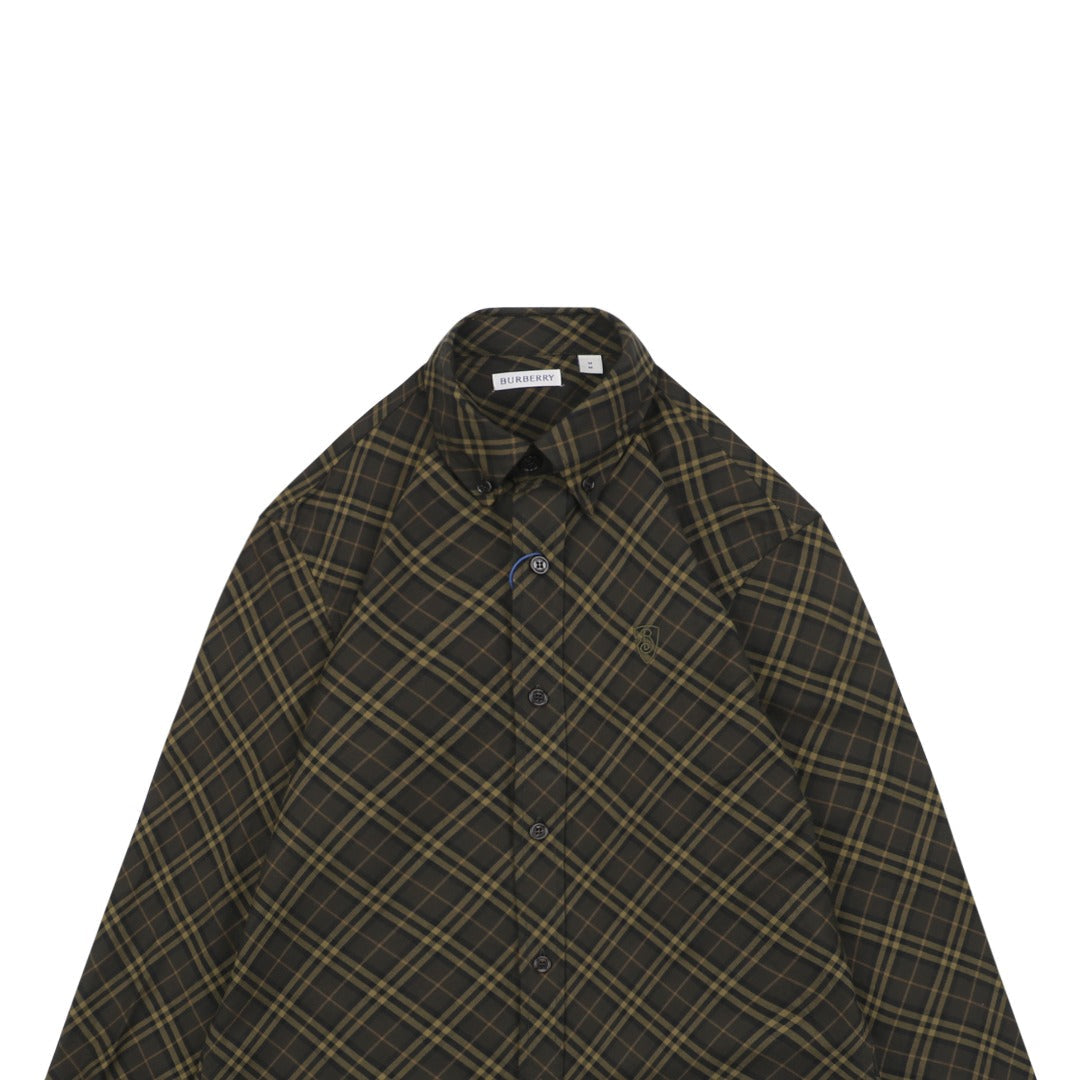 Burberry 25FW B-Shield Diagonal Check Long Sleeve Shirt