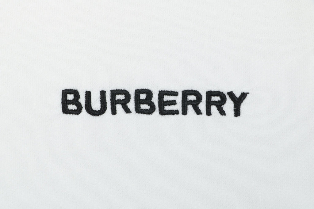 Burberry House Check Collar Crewneck Sweatshirt — White