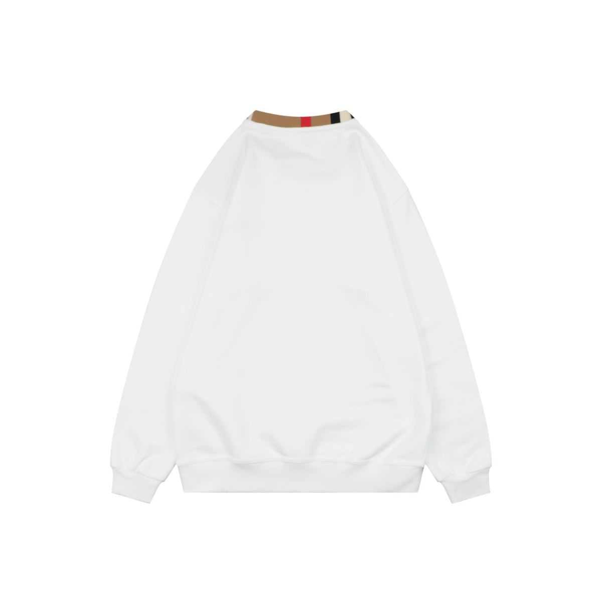 Burberry House Check Collar Crewneck Sweatshirt — White