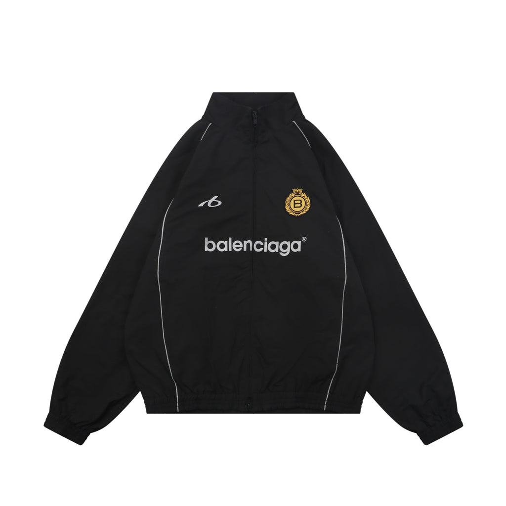 Balenciaga Number 10 Football Crest Stand-Collar Jacket - Black