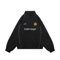 Balenciaga Number 10 Football Crest Stand-Collar Jacket - Black