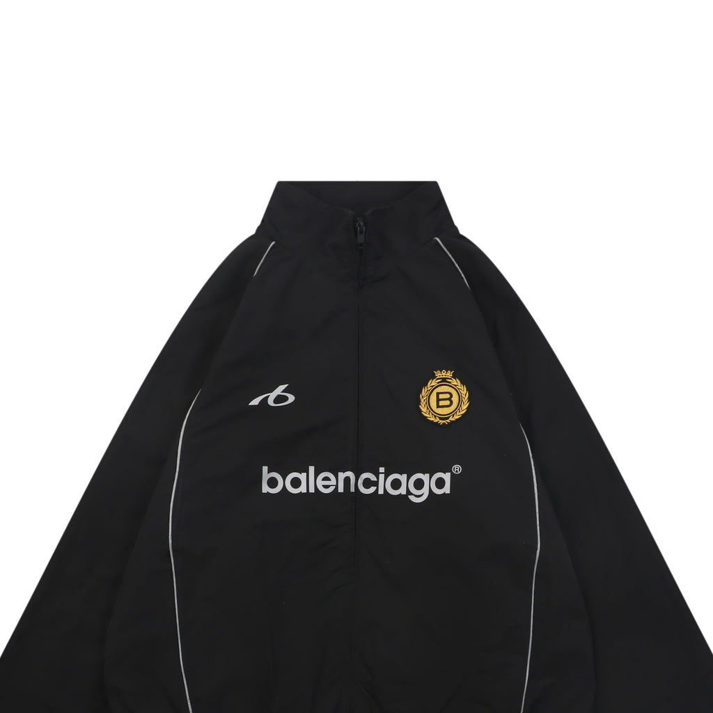 Balenciaga Number 10 Football Crest Stand-Collar Jacket - Black