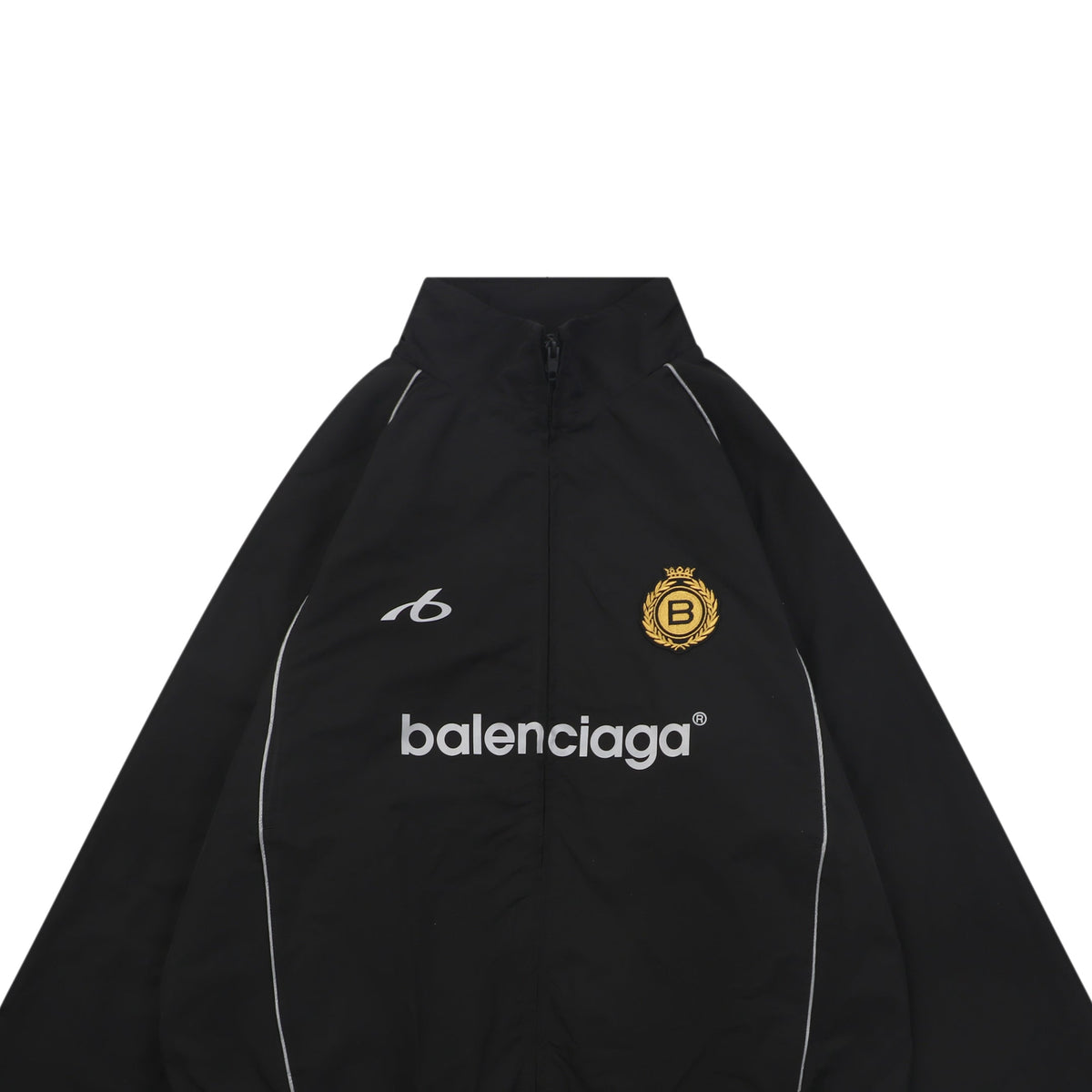 Balenciaga Number 10 Football Crest Stand-Collar Jacket - Black