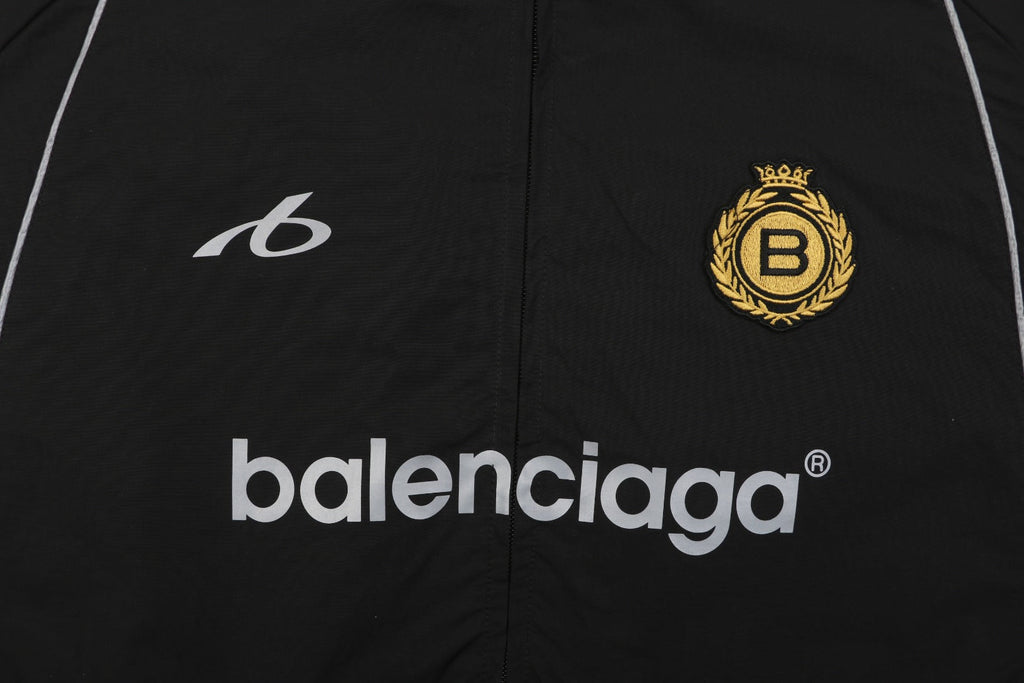 Balenciaga Number 10 Football Crest Stand-Collar Jacket - Black