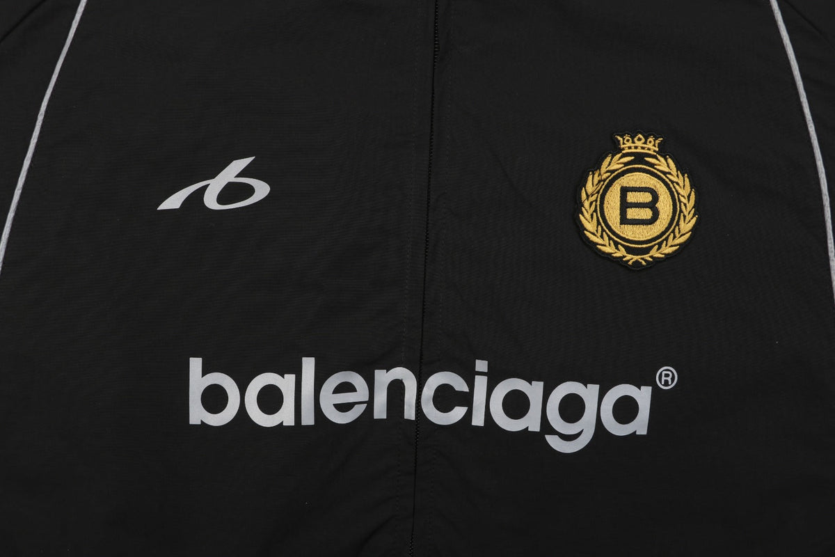 Balenciaga Number 10 Football Crest Stand-Collar Jacket - Black