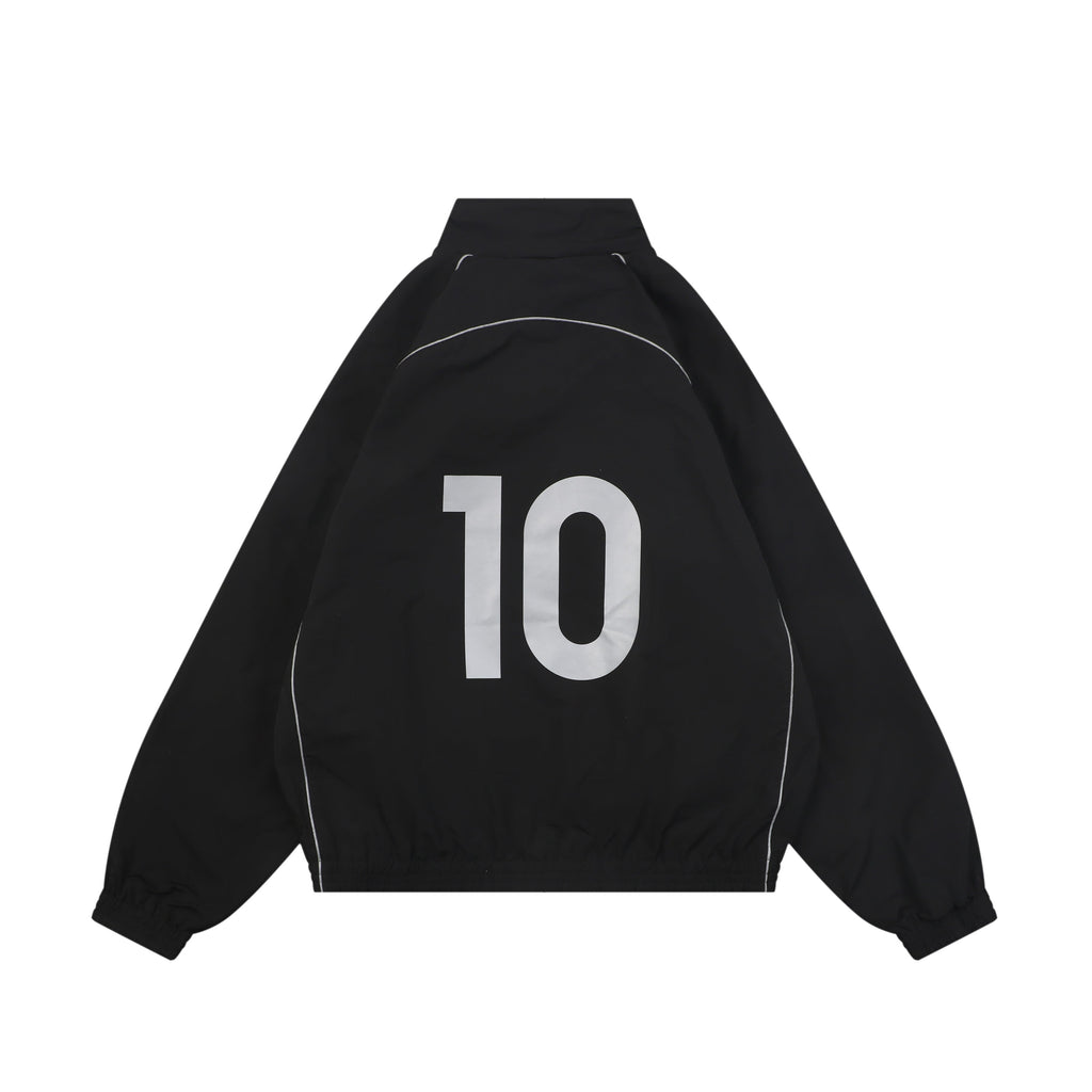Balenciaga Number 10 Football Crest Stand-Collar Jacket - Black