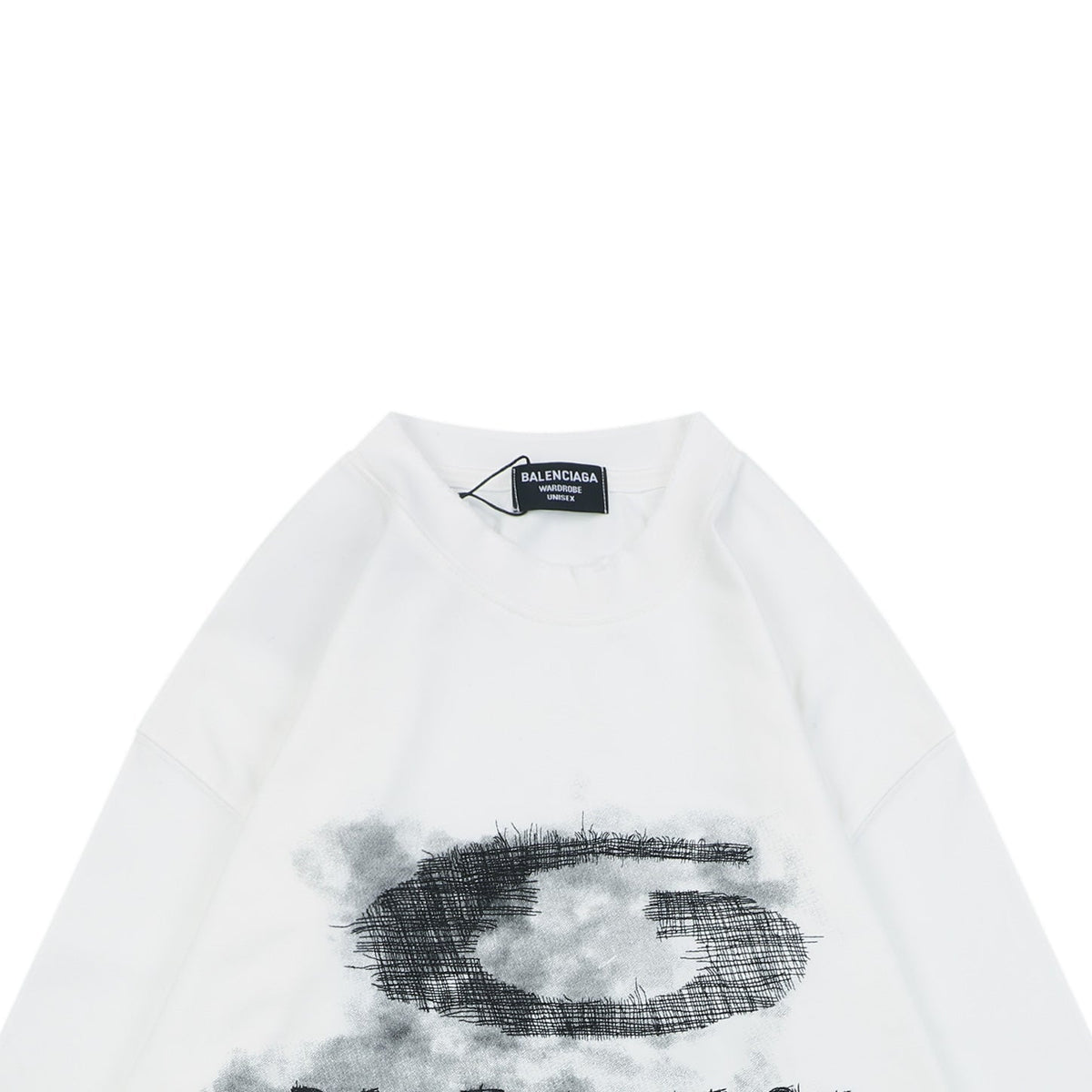 Balenciaga Smoke Ring Logo Long-Sleeve T-Shirt - White