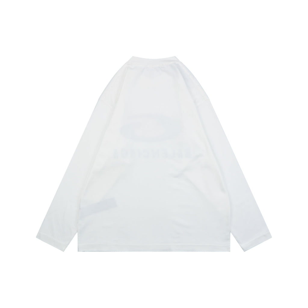 Balenciaga Smoke Ring Logo Long-Sleeve T-Shirt - White
